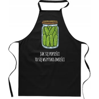 Kuchyňská zástěra KUCHYŇSKÁ ZÁSTĚRA s potiskem SKLENICE OKURKY, jak pohladí