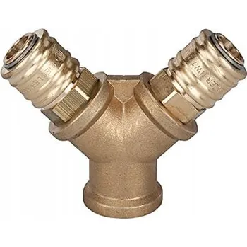 Příslušenství ke kompresoru Mosazný rozdělovač Y se 2 přípojkami, vnitřní závit G 1/4" RIEGLER