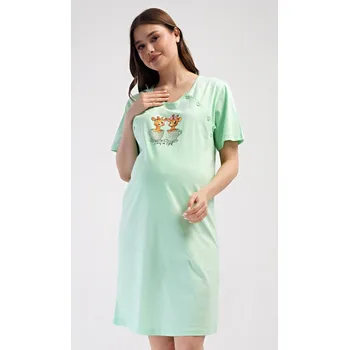 Dámské noční prádlo Vienetta Dámská noční košile mateřská Žirafy: světle zelená XL