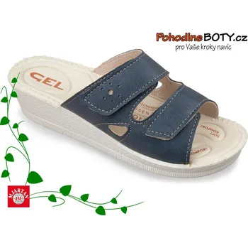 Dámská zdravotní obuv Dámský pantofel na klínku gelová stélka 2814-P415B (1-09-30 modrá suchý zip)