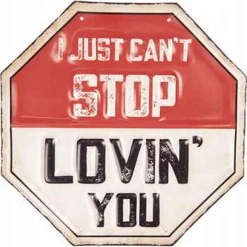 Obraz Barevný kovový nápis I JUST CANT STOP s úmyslným opotřebením - 30x1x30 cm