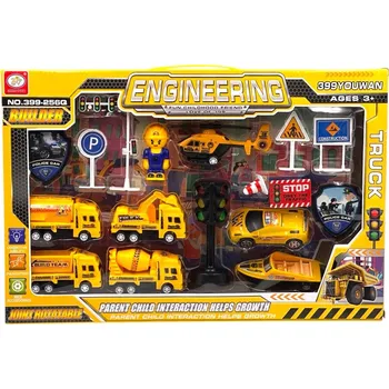 autíčko SADA STAVEBNÍCH VOZIDEL PRO DĚTI: NÁKLADNÍ AUTA, BAGR, PŘÍSLUŠENSTVÍ