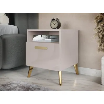 Ložnice Noční stolek Rostiw 1SZ, Barva: kašmír / kašmírový lesk + zlatá MIRJAN 5903211401756