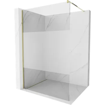 Mexen Kioto sprchová stěna Walk-in 130 x 200 cm, transparentní/mat 8 mm, zlatá - 800-130-101-50-35 Sprchové stěny