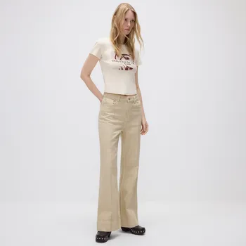 Dámské džíny Reserved - Rozšířené džíny s prošitím - krémová - 036GO-01J - 036GO-01J-38