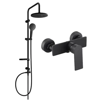 Sprchový set Mexen Erik nástěnná sprchová sada s dešťovou sprchou a sprchovou baterií Alexa, černá - 71240205-70 Nástěnné sprchové systémy