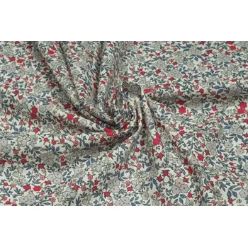 Bavlněný voál, květinový vzor Piona, organická bavlna, světle šedý, sartor.cz