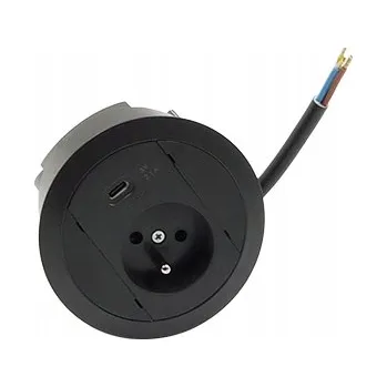 Elektrická zásuvka Zásuvka nábytková stolní 1x250V + USB C nabíječka černá Simon480