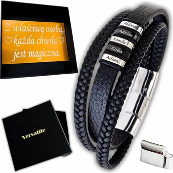 Náramek Kožený náramek Versatile černý 22 cm