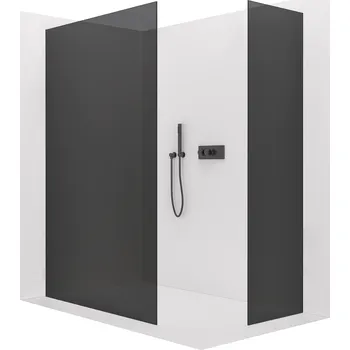 CERANO - Sprchová zástěna Walk-in Crystal T L/P - 8 mm - bezvzpěrový systém - černá matná, grafitové sklo - 130x90x200 cm