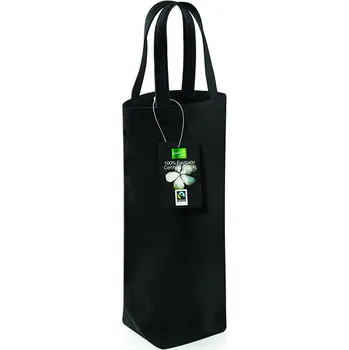 Fairtrade bavlněná taška na lahev, Černá