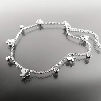 Řetízek Ocelový řetízek na nohu s motýlky č. 1425