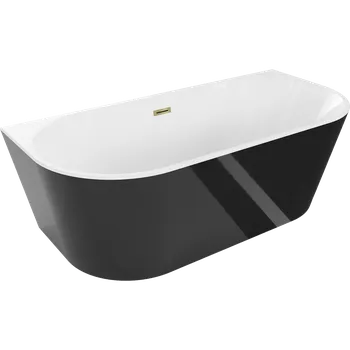 Vana Mexen Oval volně stojící přisazená vana 180 x 80 cm, bílá/černá, odtok zlatý - 52671808075-50 Volně stojící vany