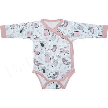 Kojenecký body Body dlouhý rukáv zavinovací Kočky Baby Service růžové velikost 56