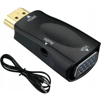 Video redukce Adaptér HDMI->VGA+Jack Converter, HDMI samec->VGA samice + 3,5mm Jack samice