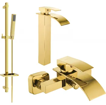 Vodovodní baterie Mexen Aries DQ77 vanová sada, zlatá - 744813DQ77-50 Bateriové soupravy