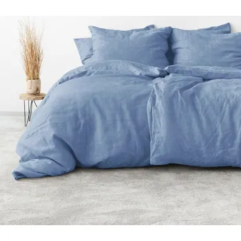 Povlečení Povlečení ze lněné směsi - modré 140 x 200 a 70 x 90 cm