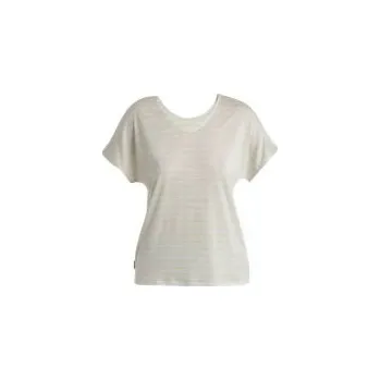 Icebreaker Wmns Merino Drayden Reversible SS Top Stripe, Ecru Heather/Glazen