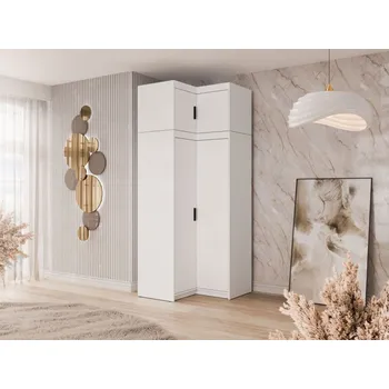Šatní skříň Rohová šatní skříň Melen 2D + nástavec, Barva: bílá MIRJAN 5903211403828