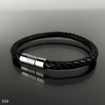 Náramek Pánský náramek z eko kůže a oceli č. 559