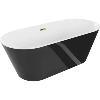 Vana Mexen Flavia volně stojící vana 170 x 75 cm, bílá/černá, zlatý přepad - 54031708075-50 Volně stojící vany