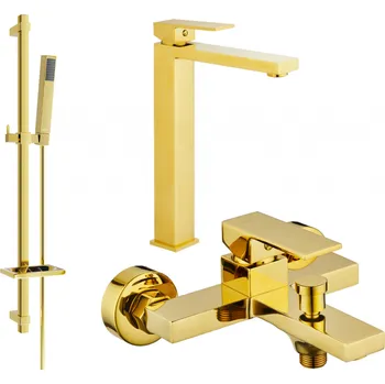 Vodovodní baterie Mexen Uno DQ77 vanová sada, zlatá - 71413DQ77-50 Bateriové soupravy