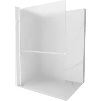 Mexen Kioto+ L sprchová stěna s policí Walk-in 80 x 200 cm, mat, bílá - 800-080-123-20-30 Sprchové stěny