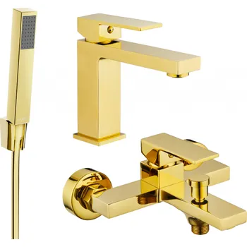 Vodovodní baterie Mexen Uno R77 koupelnová sada, zlatá - 71403R77-50 Bateriové soupravy