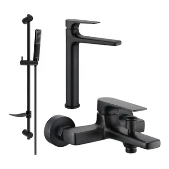 Vodovodní baterie Mexen Lynx DF72 vanová souprava, černá - 745913DF72-70 Bateriové soupravy