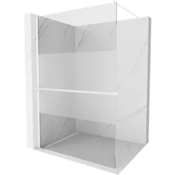 Mexen Kioto+ sprchová stěna s poličkou Walk-in 80 x 200 cm, transparentní/matná, bílá - 800-080-121-20-35 Sprchové stěny