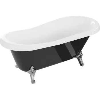 Vana Mexen Retro samostatně stojící vana 150 x 73 cm, bílá/černá, nohy chrom - 53251507375-00 Volně stojící vany