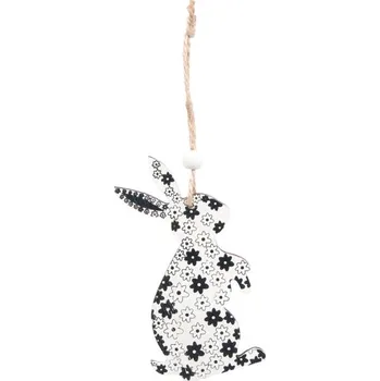 Velikonoční dekorace UNIPAP závěs dřevo zajíc 17x6cm/2ks bílý 2221722 427632
