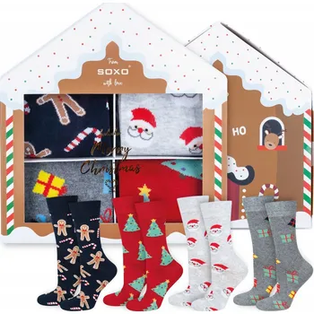 Pánské ponožky SOXO pánské ponožky 4 páry vánoční motiv - domečky