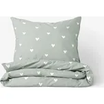 Goldea bavlněné povlečení - srdíčka na šalvějově zeleném 140 x 200 a 70 x 90 cm 222163054