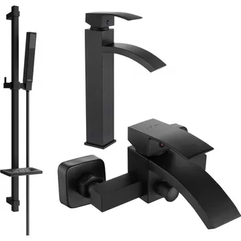 Vodovodní baterie Mexen Libra DQ77 koupelnová sada, černá - 745113DQ77-70 Bateriové soupravy