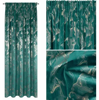 Obraz Závěs Velurový na pásce Samet 140x270 Zlatý Tyrkysový