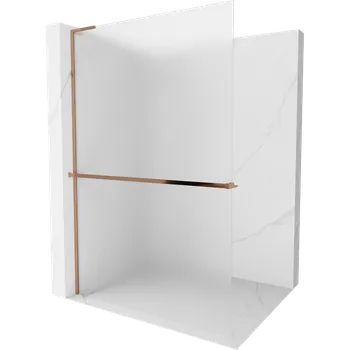 Mexen Kioto+ L sprchová stěna s poličkou Walk-in 110 x 200 cm, matný, růžové zlato - 800-110-123-60-30 Sprchové stěny