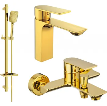 Vodovodní baterie Mexen Alexa DQ62 sada vanová, zlatá - 71203DQ62-50 Bateriové soupravy