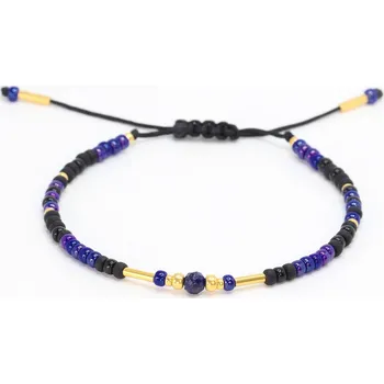 Náramek Sadré Korálkový náramek s lapisem lazuli modro černý