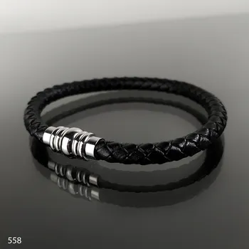 Náramek Pánský náramek z eko kůže a oceli č. 558