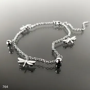 Řetízek Ocelový řetízek na nohu s vážkami a kuličkami č. 764