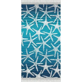 Plážová osuška DELTA, MOŘSKÉ HVĚZDICE, modrá, froté, 90x170cm