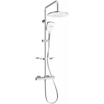 Sprchový set Mexen KT17 nástěnná sprchová sada s dešťovou sprchou a termostatickou baterií, chrom/bílý - 771501793-02 Nástěnné sprchové systémy