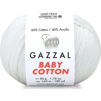 Příze Gazzal Příze Baby cotton 3410 krémově bílá