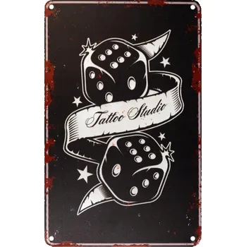 Plechová cedule DEKORATIVNÍ KOVOVÁ CEDULE TATTOO 20 X 30 CM 004