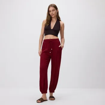 Dámské kalhoty Reserved - Kalhoty joggers s příměsí viskózy - hnědá - YT286-83X - YT286-83X-XXL