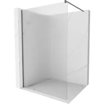 Mexen Kioto sprchová stěna Walk-in 130 x 200 cm, proužky 8 mm, gun metal - 800-130-101-95-09 Sprchové stěny