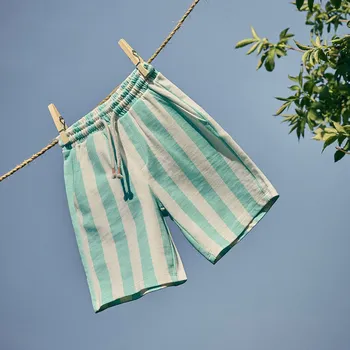 Chlapecké kalhoty Reserved - Pruhované bavlněné kraťasy - krémová - 445DT-01X - 445DT-01X-80