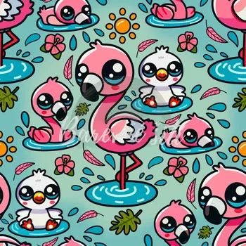 Úplet, Kreslení plameňáčci (E) (Top kvalitní úplet Bella digitisk)