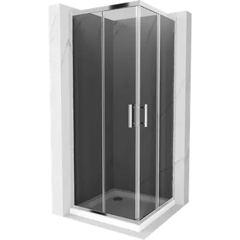 Mexen Rio čtvercová sprchová kabina 80 x 80 cm, grafit, chrom + vanička Flat, bílá - 860-080-080-01-40-4010 Sprchové kouty s vaničkou